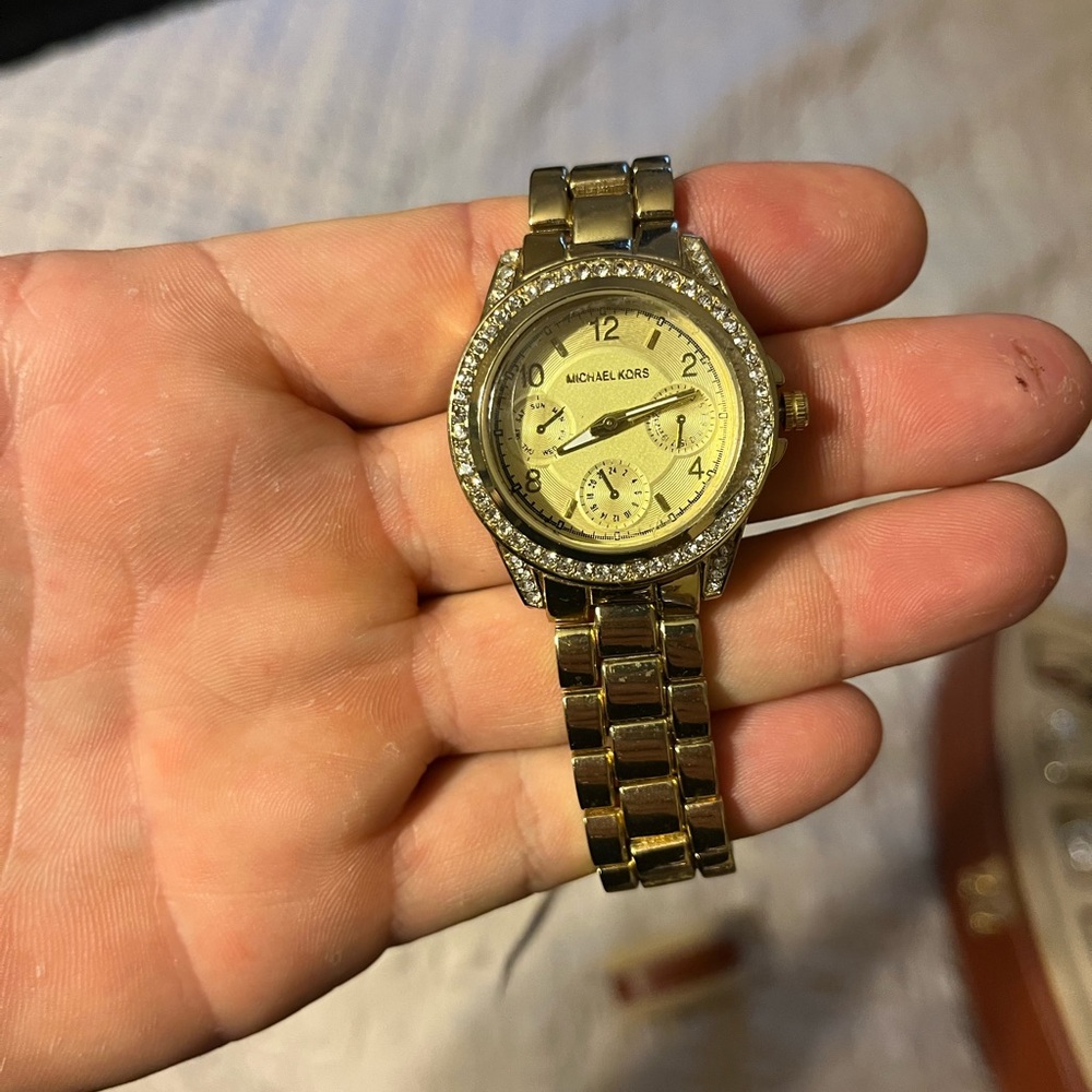 Michael Kors Gold-Tone Watch with Crystal Details
